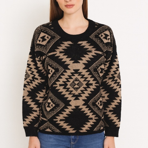 Vintage Black & Gold Geometric Sweater Small New - Picture 2 of 11